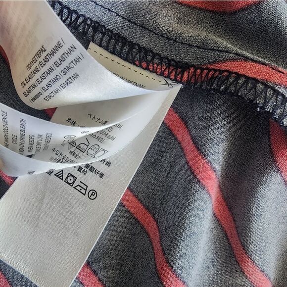 Ralph Lauren Red and Blue Ruched Faux Wrap Dress V-Neck - Picture 10 of 11